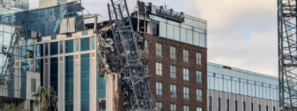 Building destroyed by storm